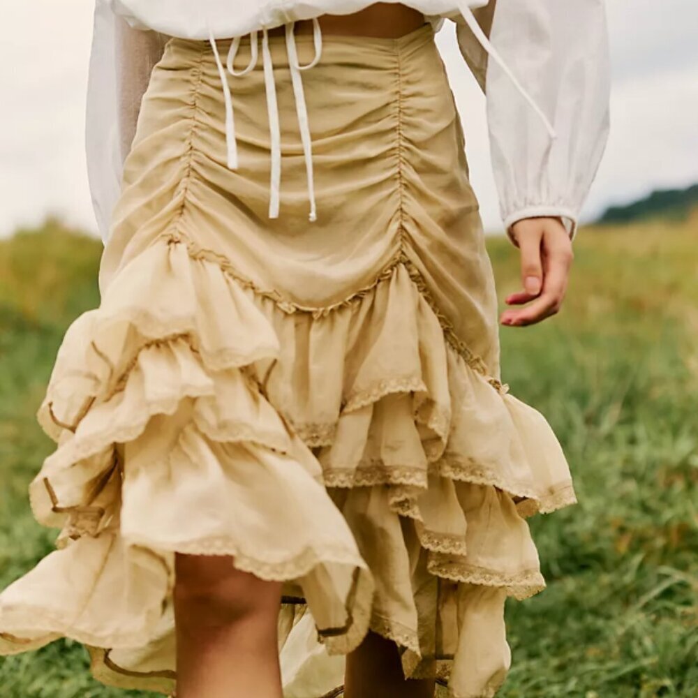 Free People Calliope Ruffle Midi Skirt